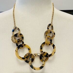 Rings of Tortoise Shell Gold Tone Rings Necklace 21.5”